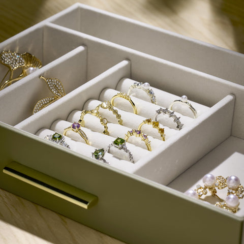 Pickpiff vanity-ready organizer enhances dresser display.