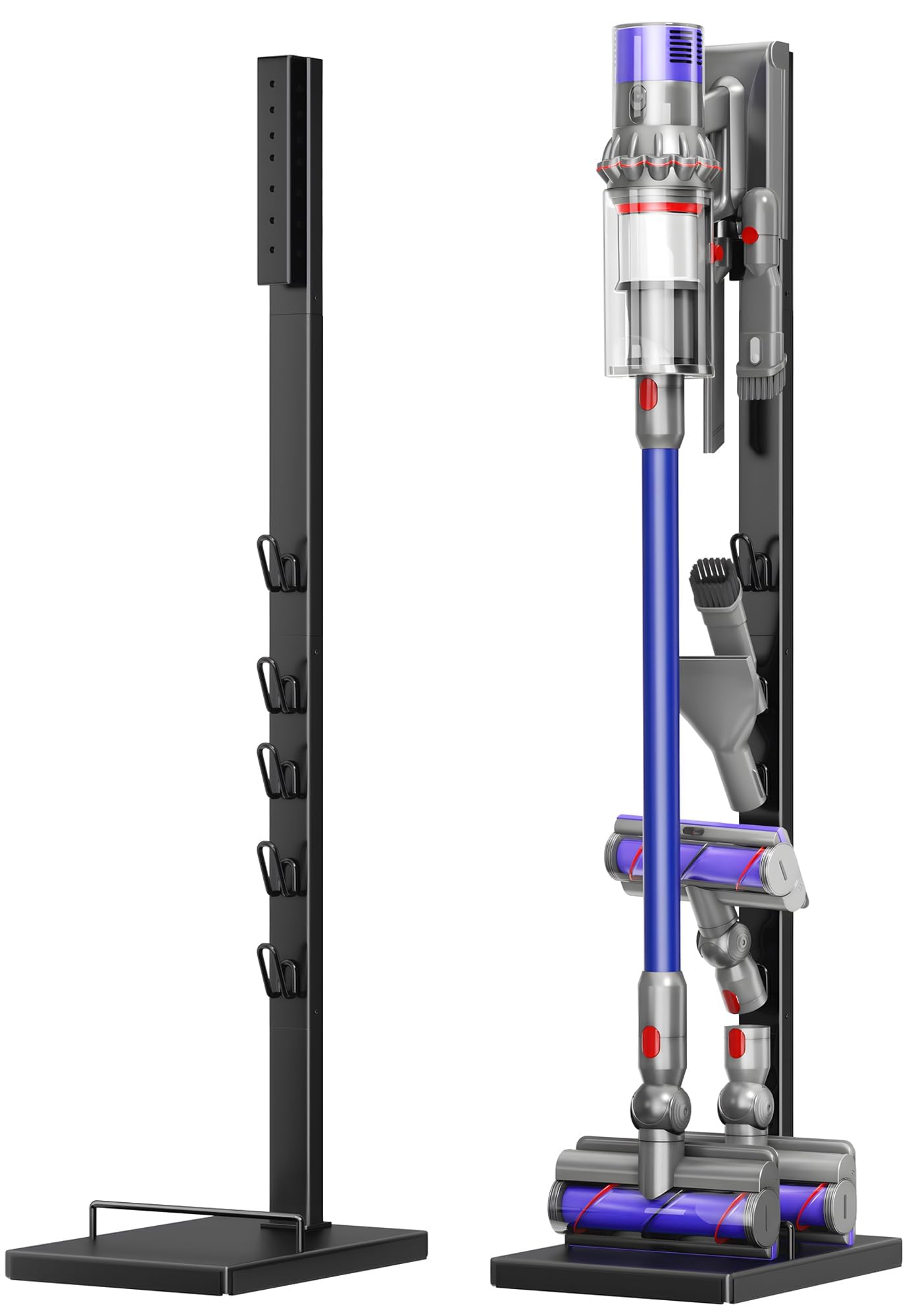 Pickpiff vacuum stand top slots neatly cradle Dyson V-series heads.
