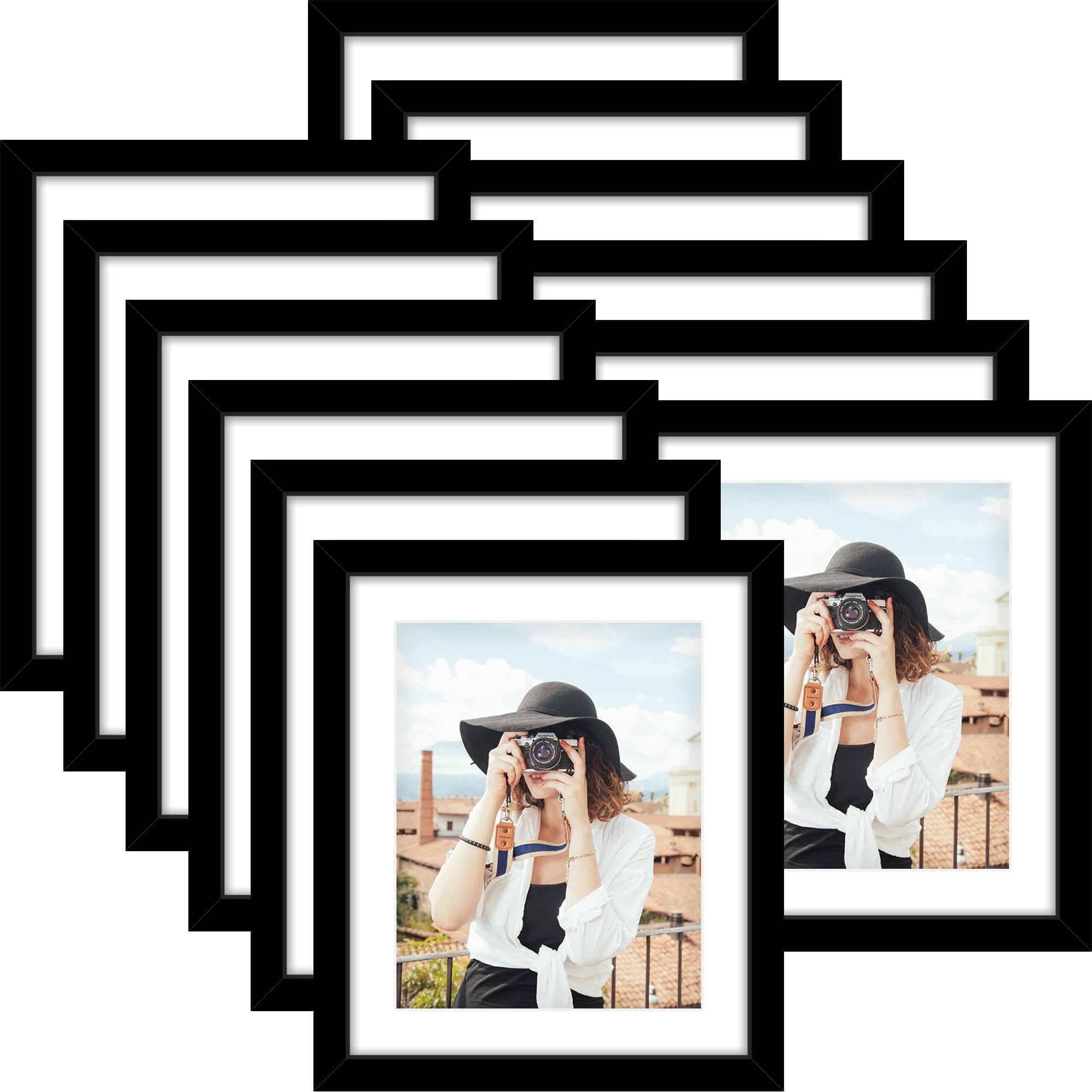 Picrit 10x12 frame front view with mat showcasing a 7.5x9.5 photo.