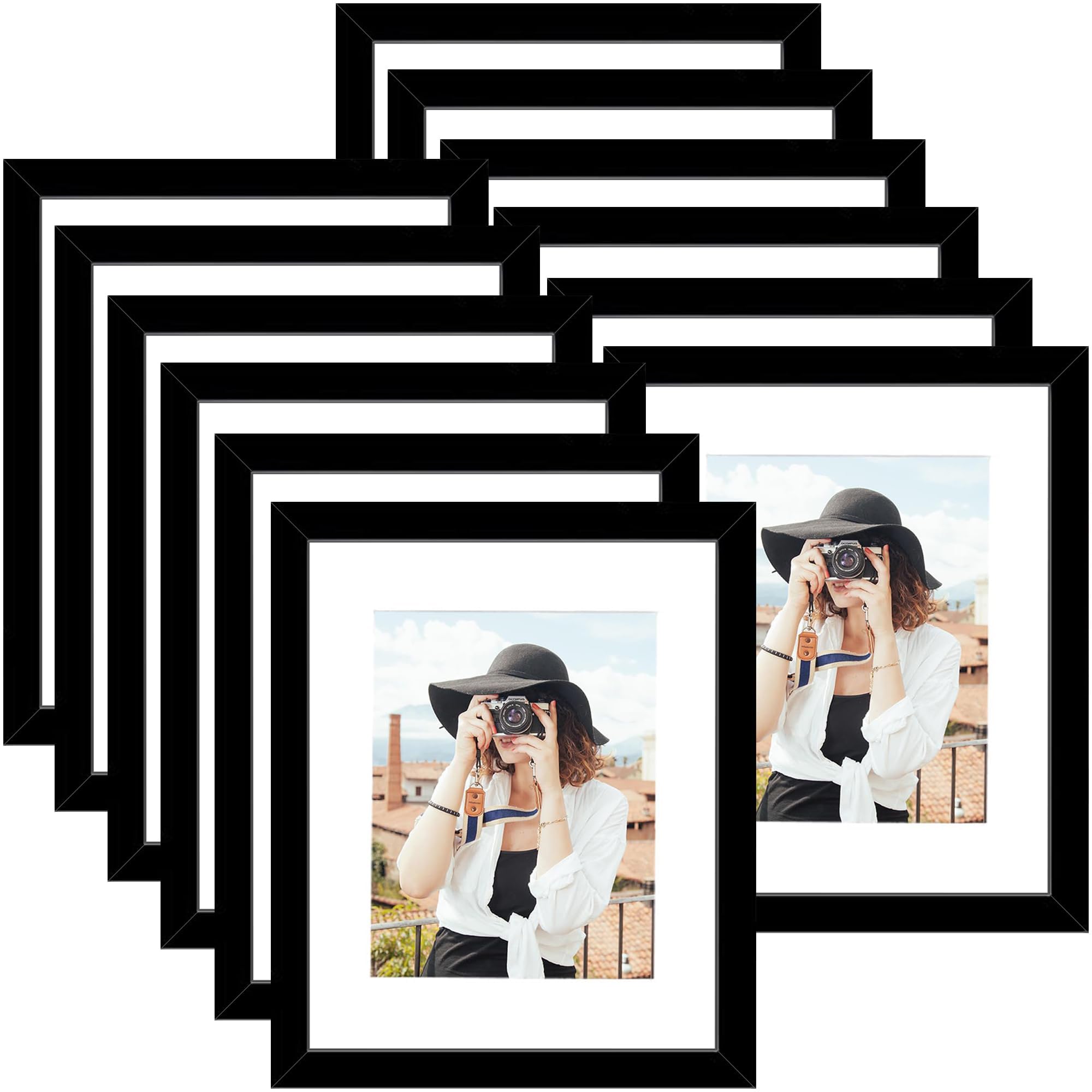Picrit 12x16 frame with mat ready for wall display of 8-5x11 photos.