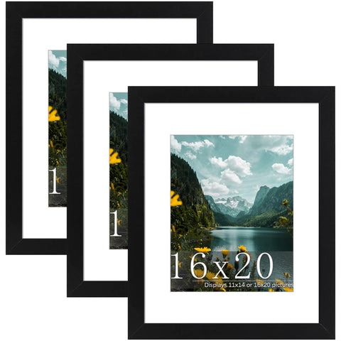 Picrit 16x20 black wood frame with front for a polished wall display.