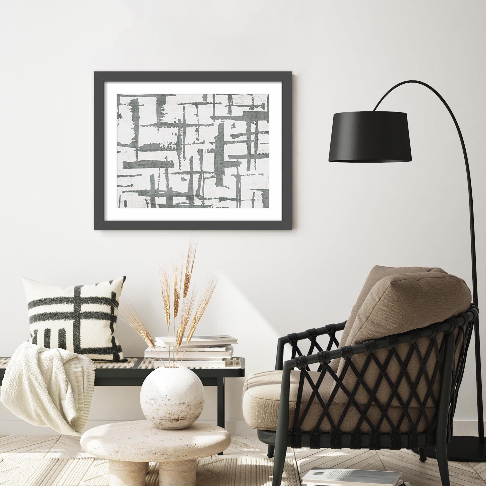 Picrit 22x28 frame black finish demonstrates versatile wall mounting for any room.