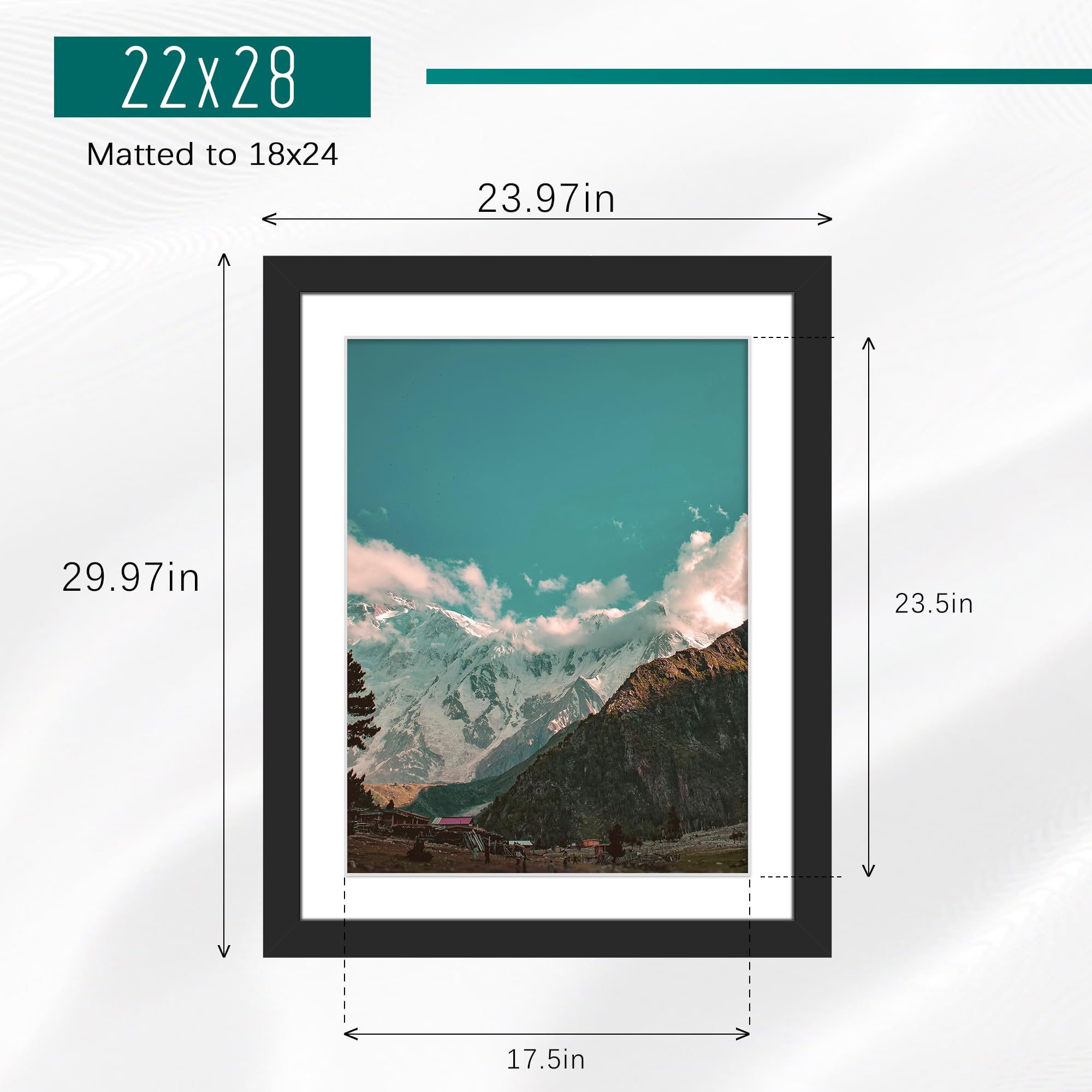 Picrit 22x28 frame mat included demonstrates flexible art sizing for 18x24 displays.