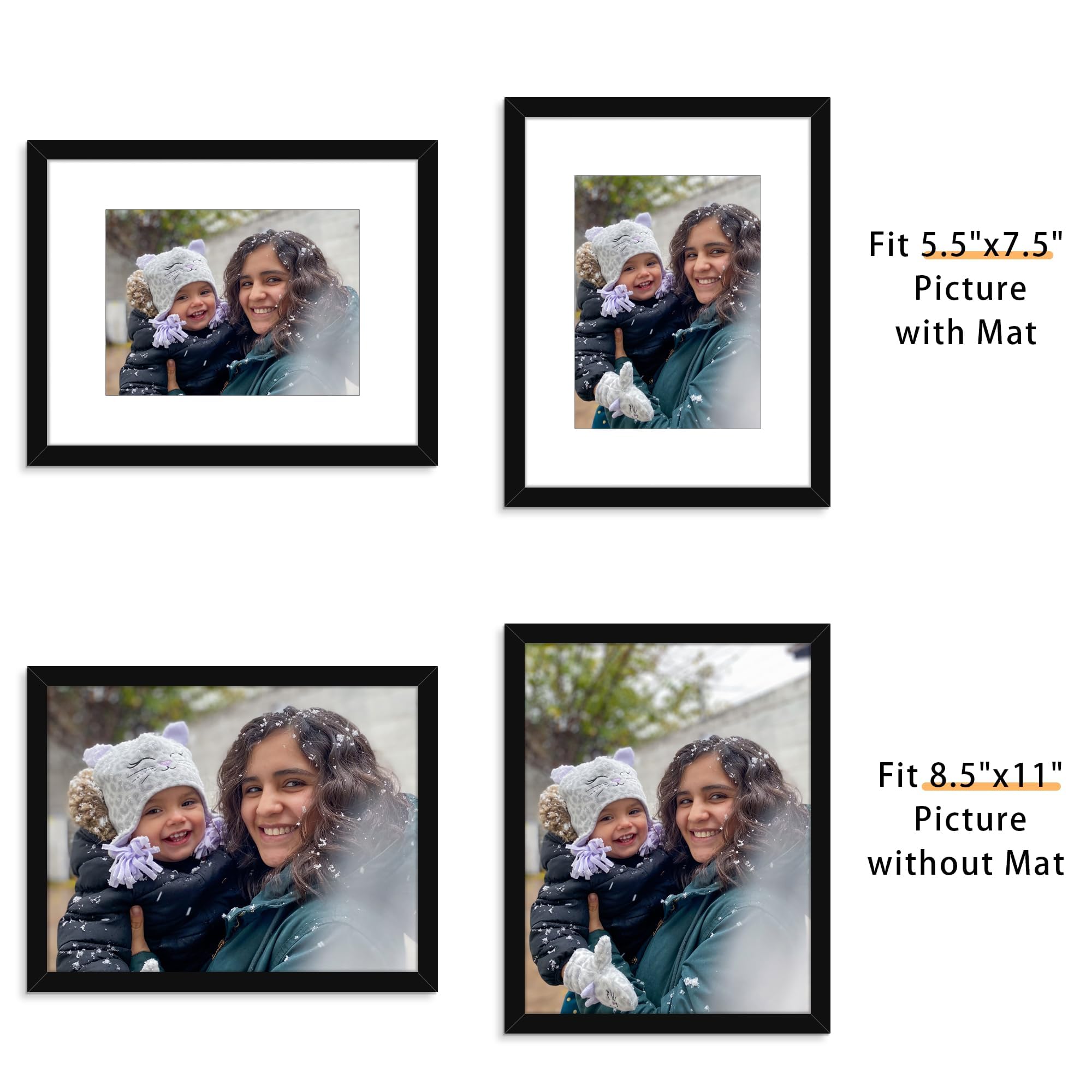 Picrit 8.5x11 frame set12 back view showing twist-back for easy photo changes
