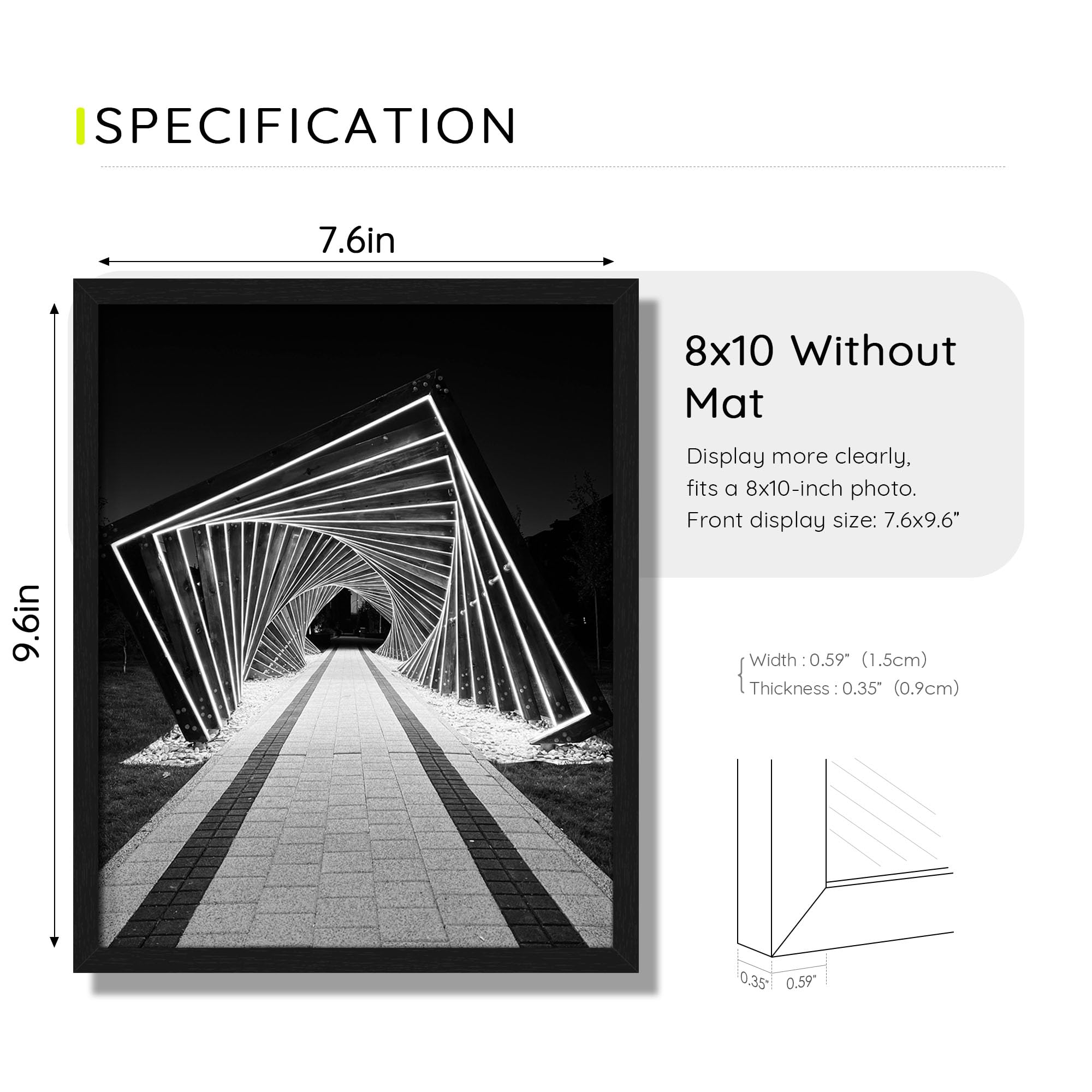 Picrit 8x10 frame back with black metal tabs for tool free loading.
