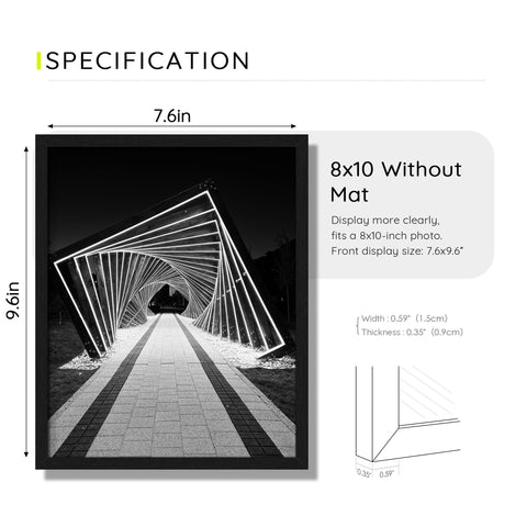 Picrit 8x10 frame back with black metal tabs for tool free loading.