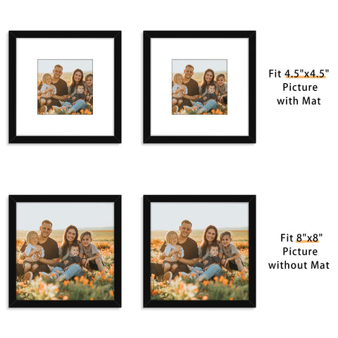 Picrit 8x8 frame with mat option for smaller photos and clean borders.