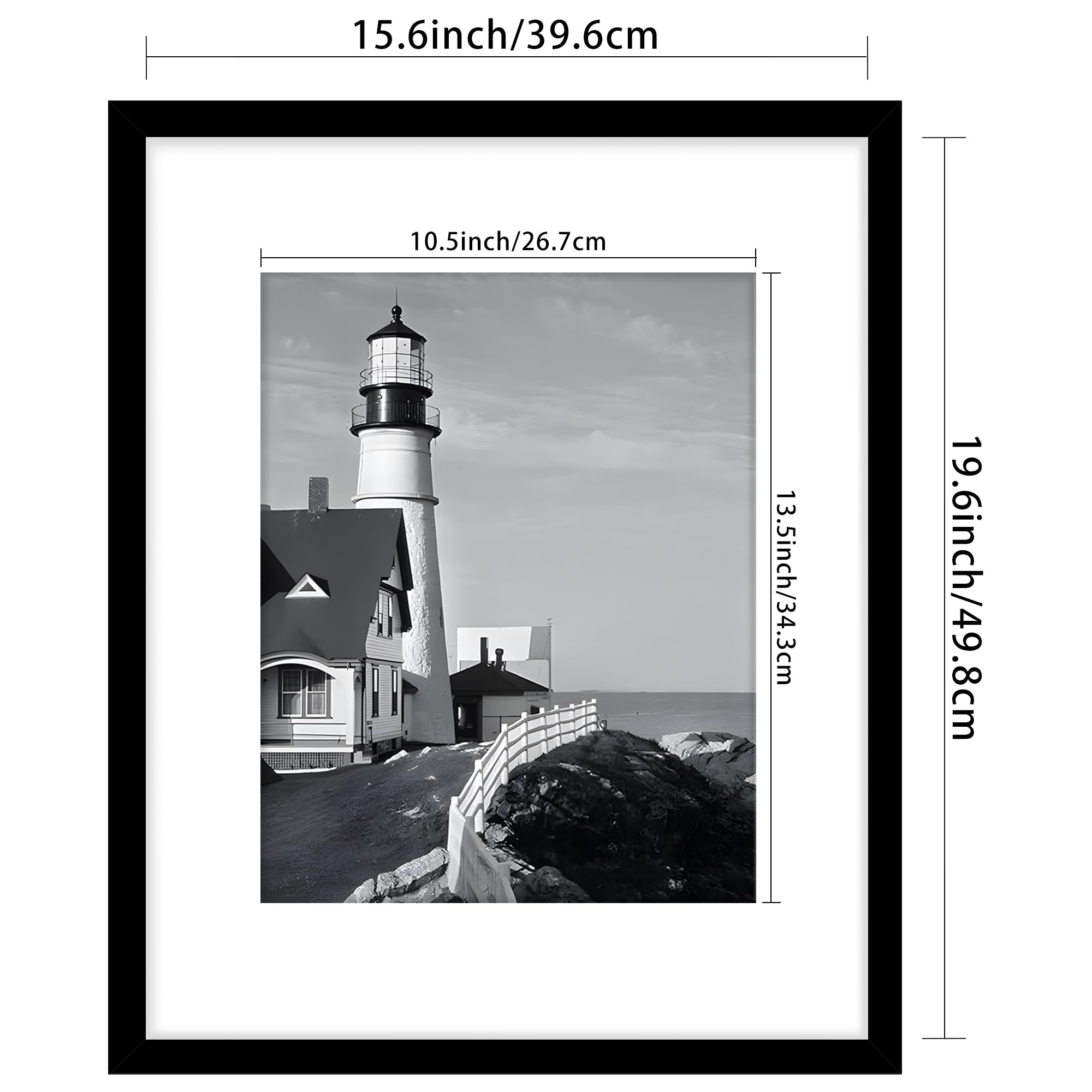 Picrit frame with mat option offers flexible sizing for posters and photos.
