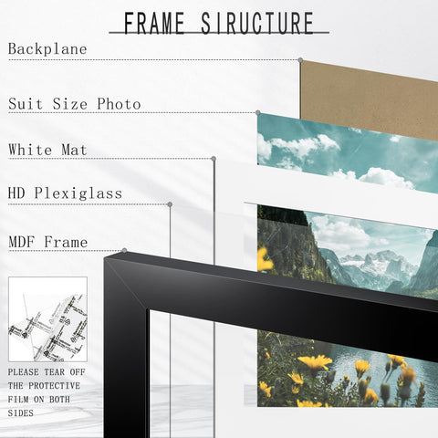 Picrit premium MDF wood frame in a sleek black finish.