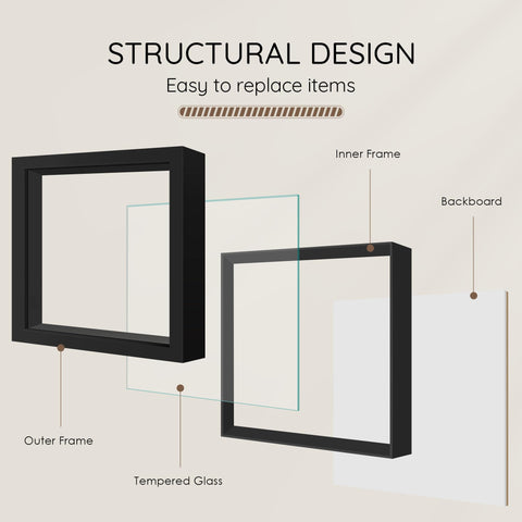 Picrit Shadow Box Frame 12x12 includes serrated hooks for hanging.