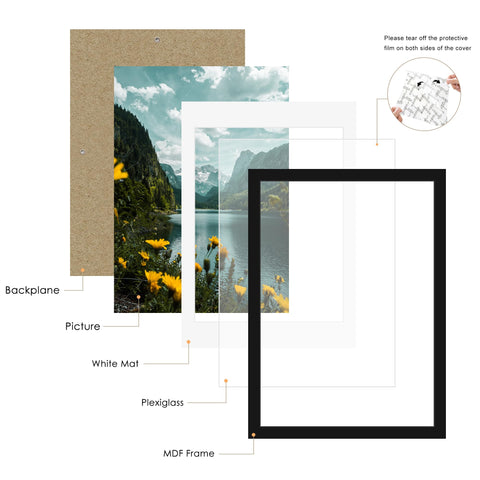 Picrit wall-mount capable frame for horizontal or vertical layouts