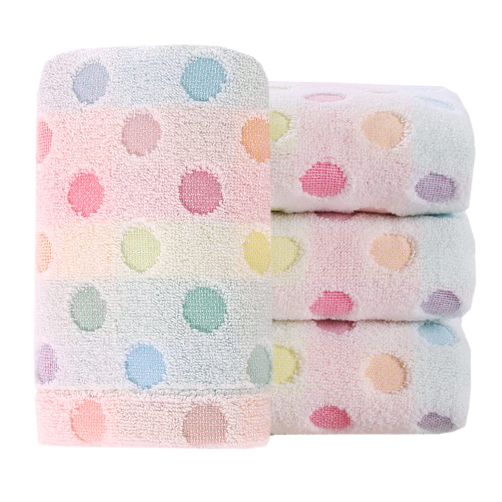 Pidada hand towels set of 4 with colorful beige polka dots for stylish bathroom decor.