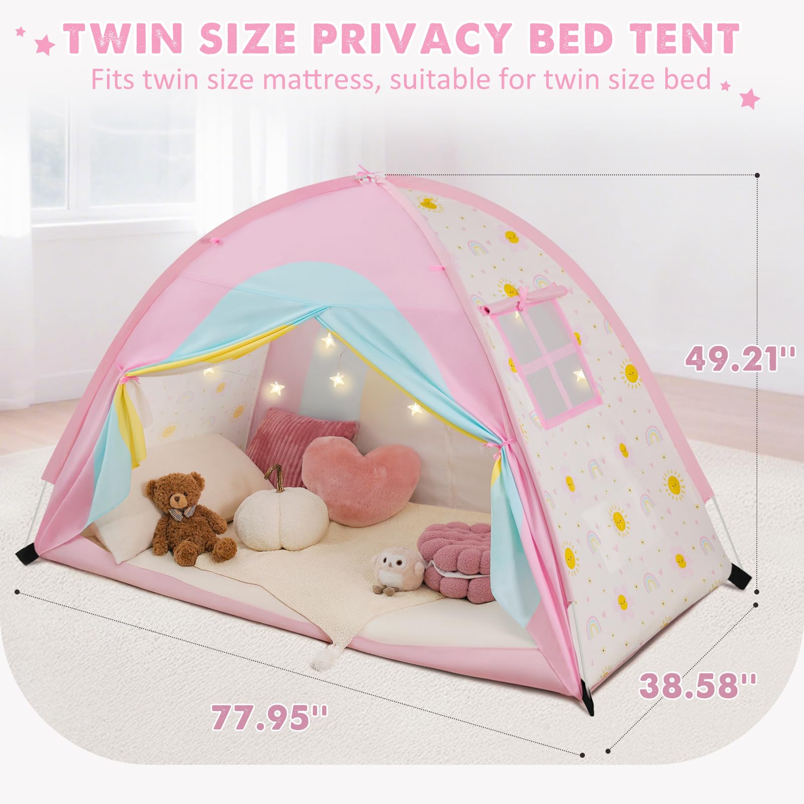 PIIKAGO easy-setup canopy bed tent supports quick assembly and easy storage.