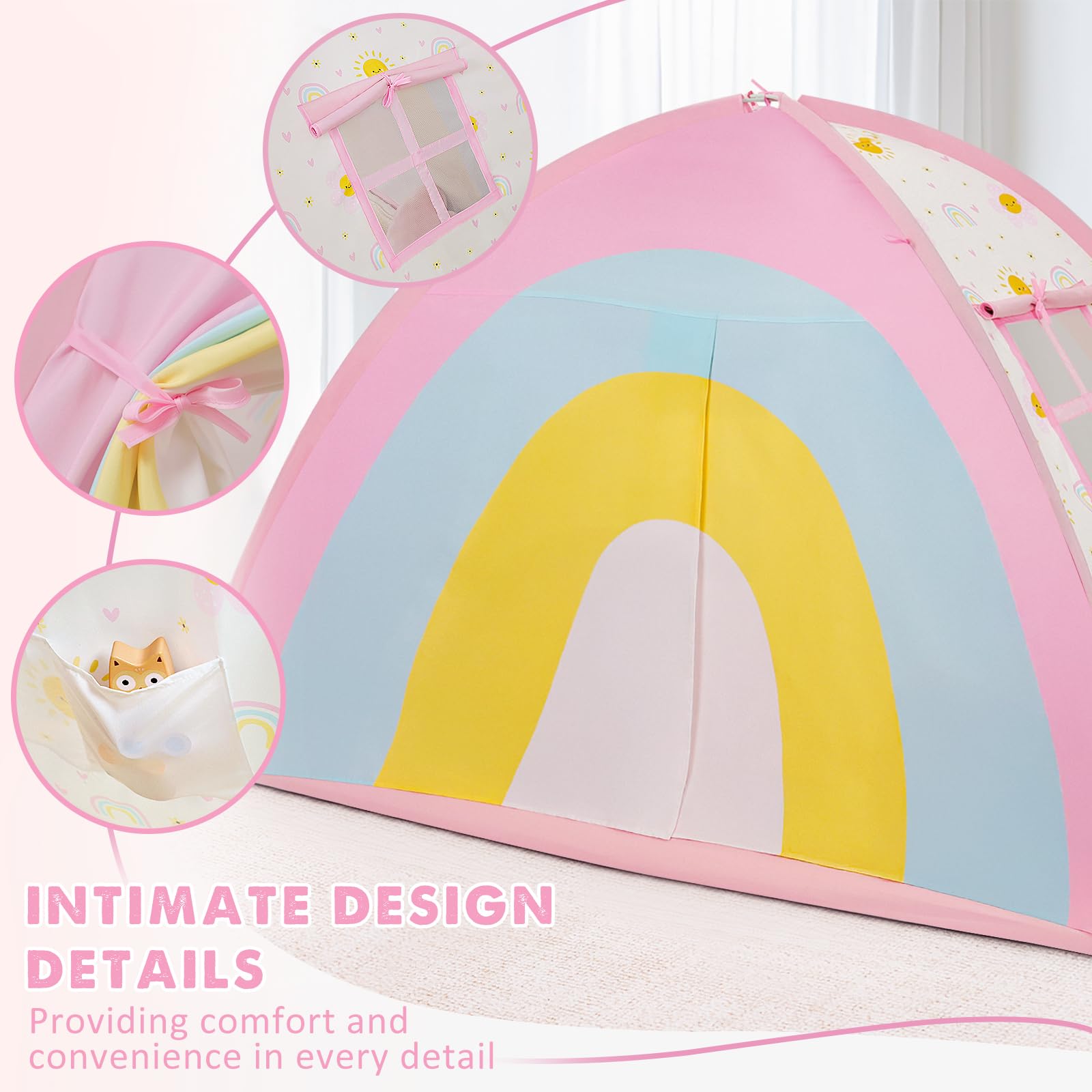 PIIKAGO privacy tent on a twin bed offers a calm retreat for restful moments.
