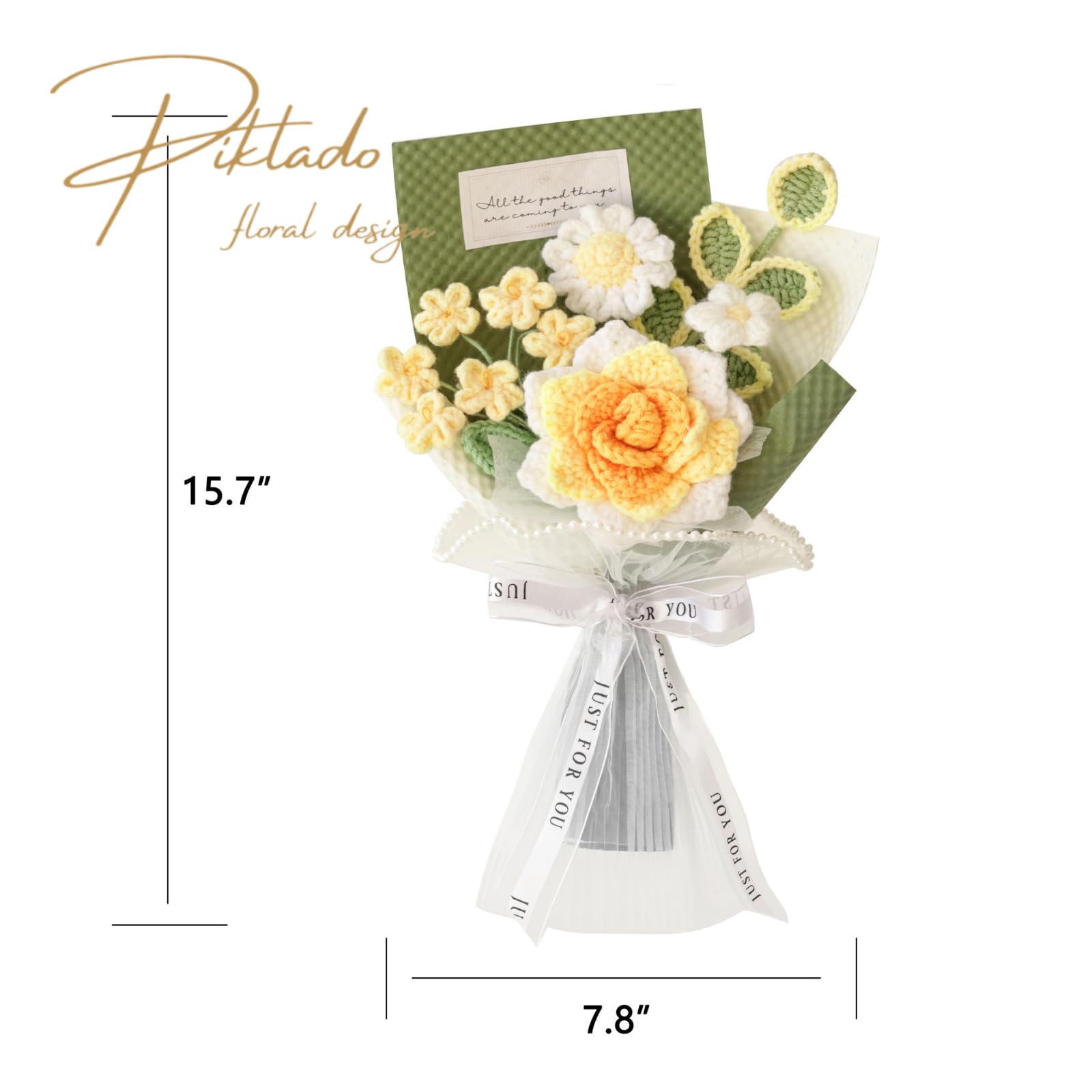 Piklado artisan flower bouquet yellow detail showcases meticulous weaving and vibrant color.