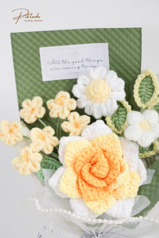 Piklado durable-color crochet bouquet yellow stays vibrant with minimal maintenance.