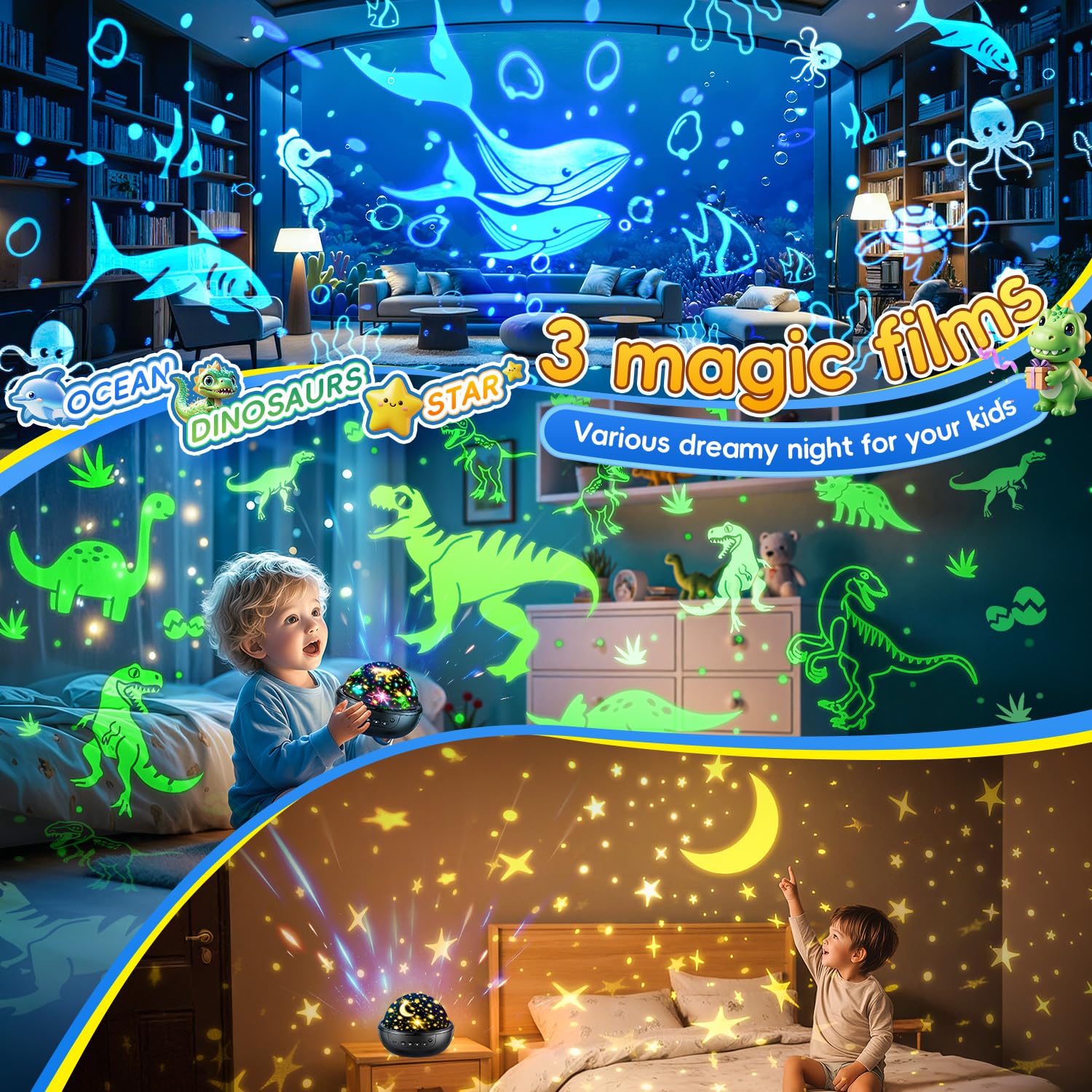 PIKOY 360° rotation brings dinosaurs, stars, and oceans to life