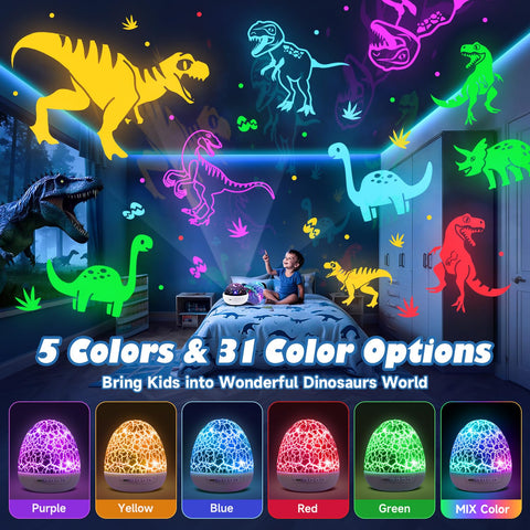 PIKOY dinosaur night light with 31 colors for playful room illumination