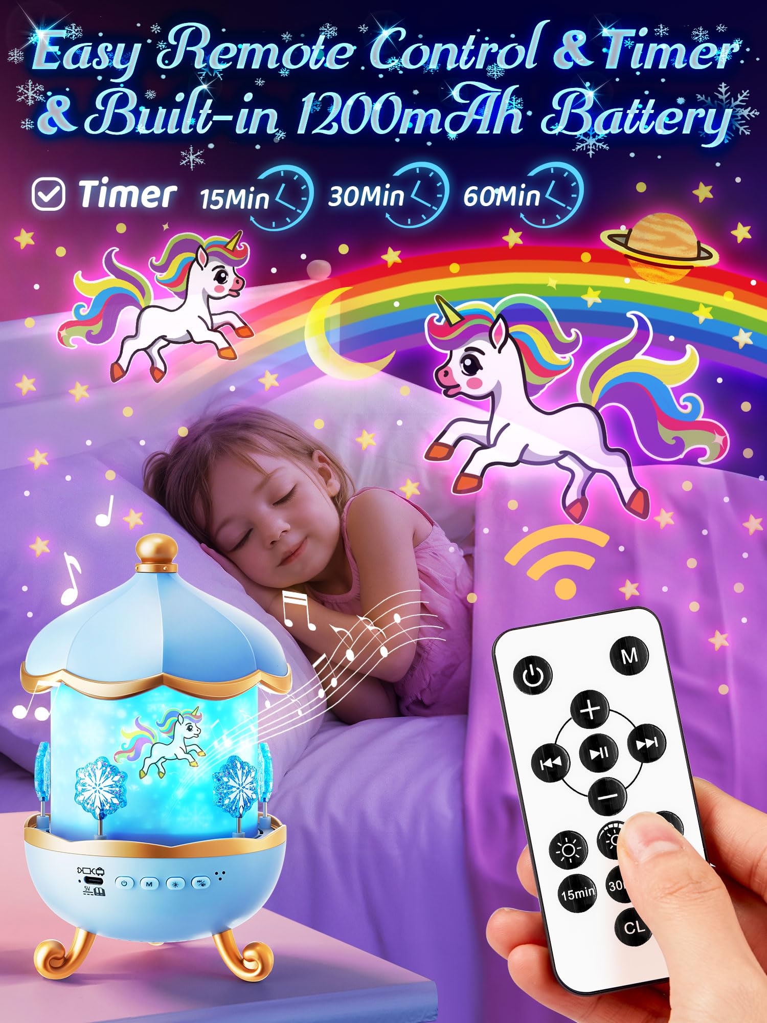 PIKOY silent rotation keeps the room soothing during bedtime.
