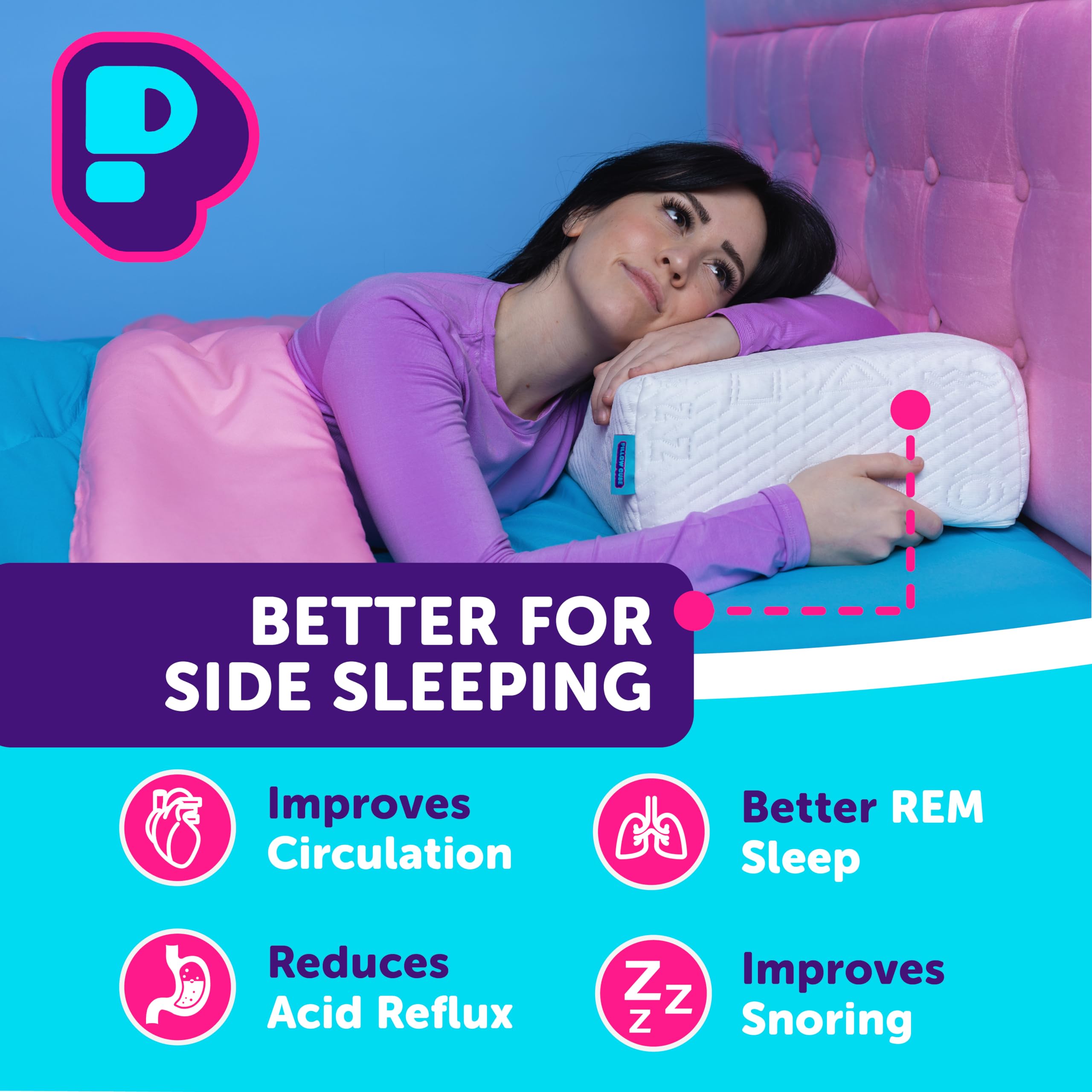 Pillow Cube Ice Cube memory foam core emphasizes durable comfort
