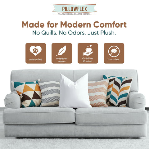 Pillowflex cotton-polyester shell insert 22x22, weave-detail for durable soft lining.