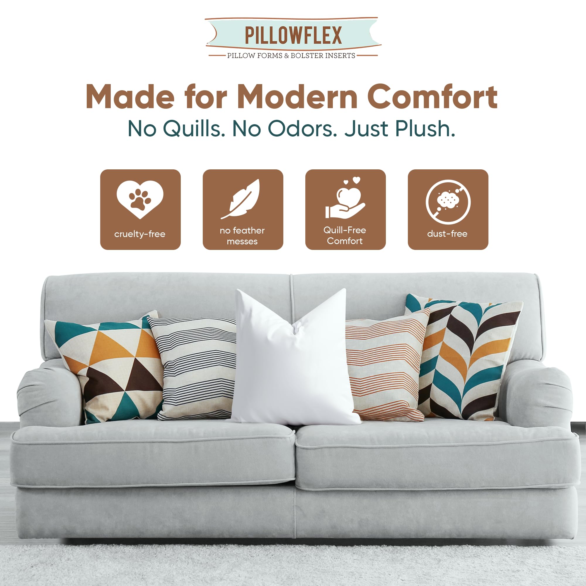 Pillowflex made in USA label on a durable pillow insert.