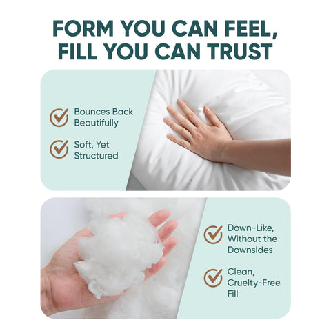 Pillowflex sixty-plus sizes offer compatibility with many pillow covers.
