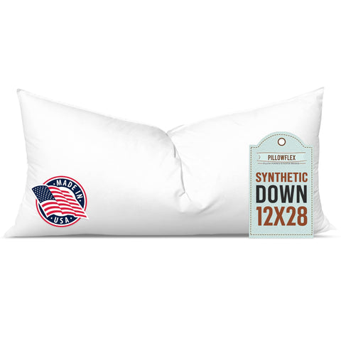 Pillowflex Synthetic Down Pillow Insert in 12x28 close-up texture for ultra-soft comfort