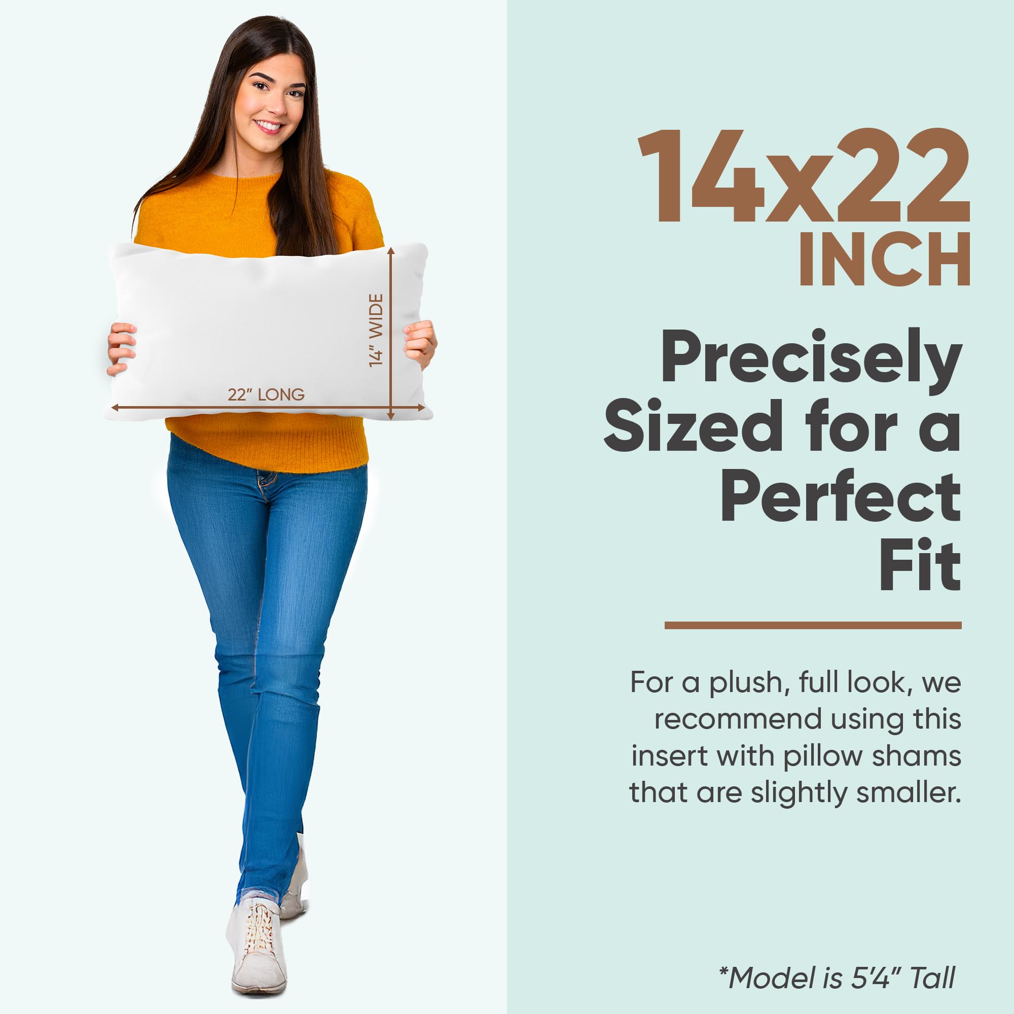 Pillowflex synthetic down pillow insert 14x22 fabric close-up showing soft texture