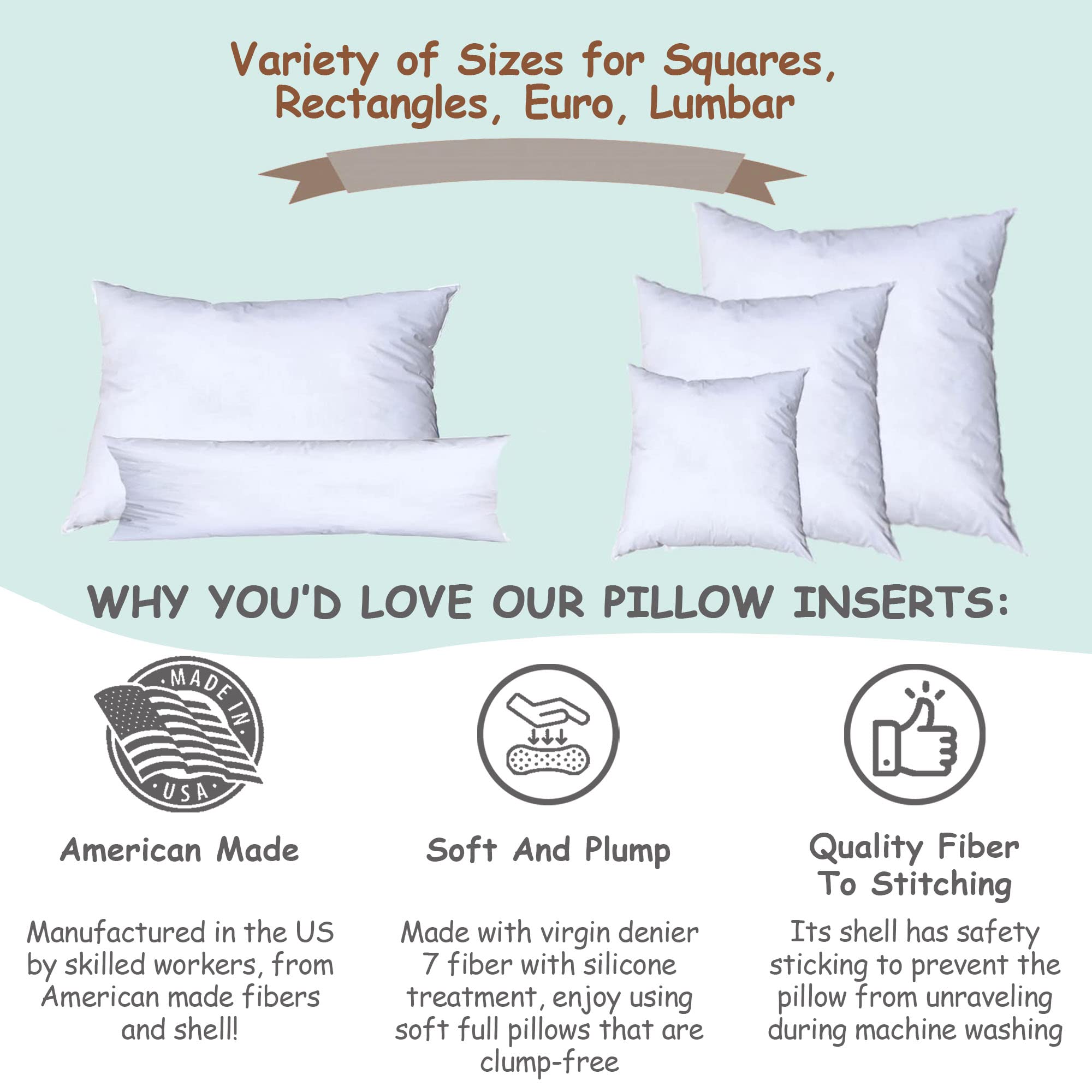 Pillowflex synthetic down pillow insert 14x22 made in USA label signals craftsmanship