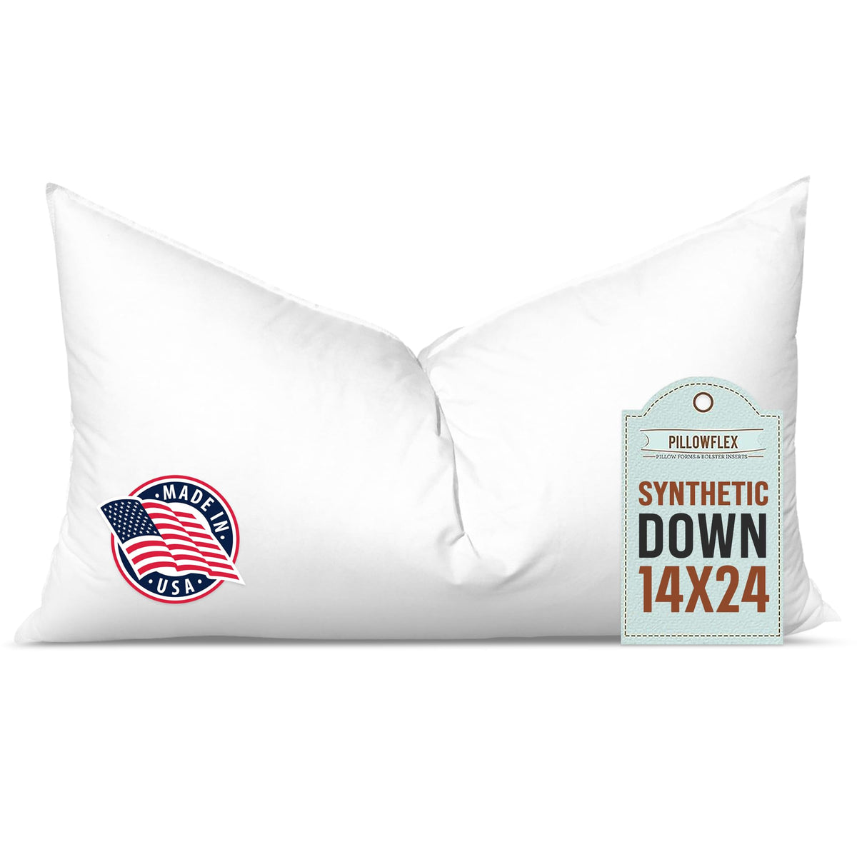 Pillowflex synthetic down pillow insert in 14x24 provides a fuller look.