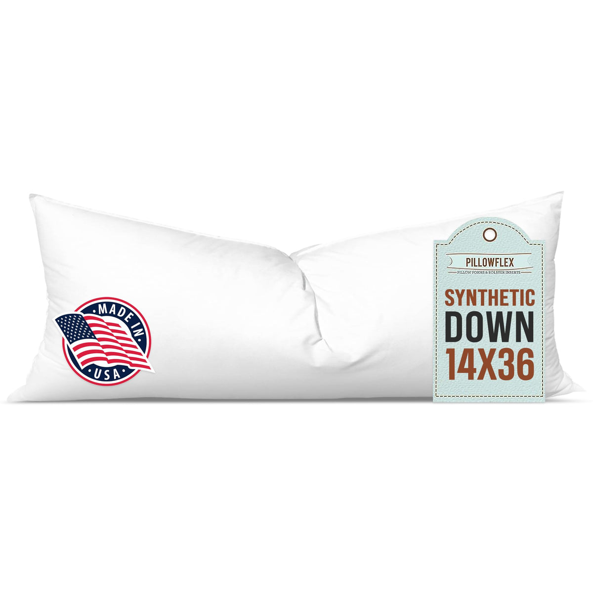 Pillowflex synthetic down pillow insert 14x36 in plush full look for shams