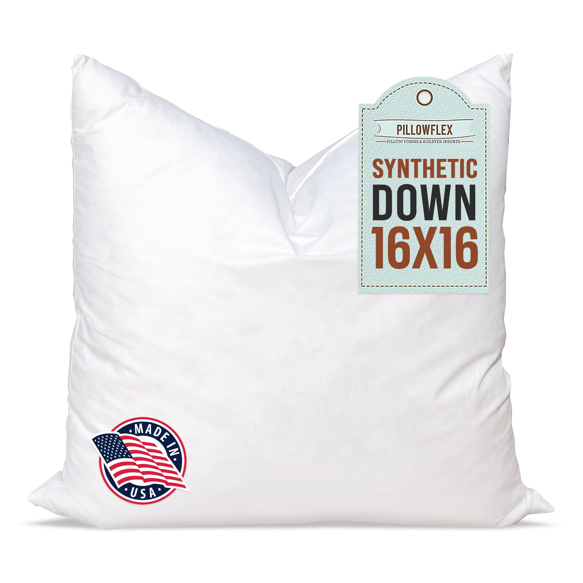 Pillowflex synthetic down insert 16x16 provides plush fullness in a sham