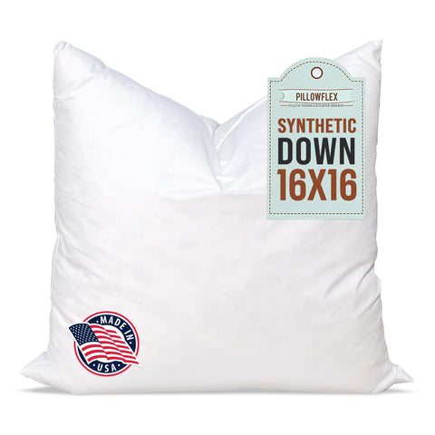 Pillowflex synthetic down insert 16x16 provides plush fullness in a sham