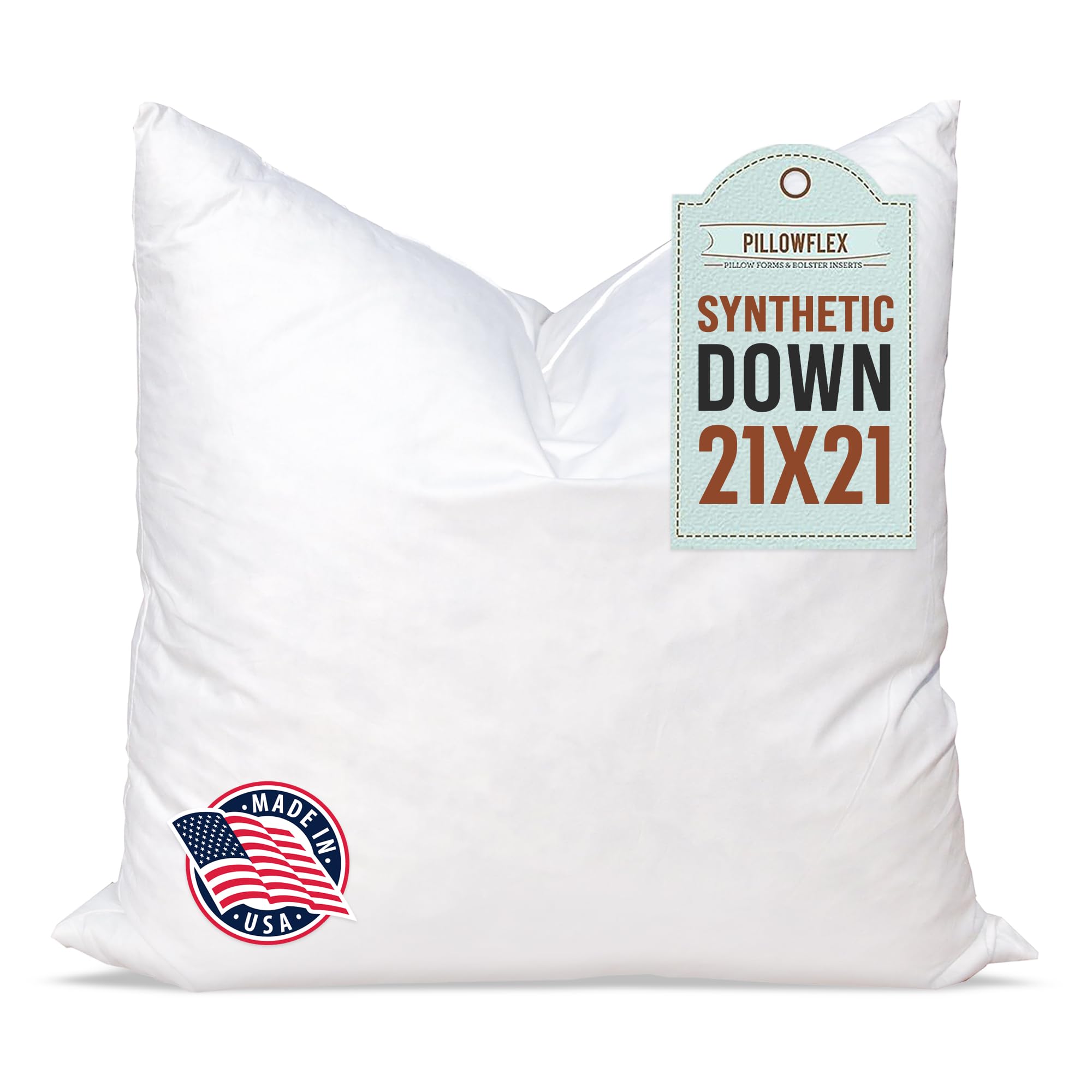 Pillowflex synthetic down insert 21x21 in a sham for a fuller look