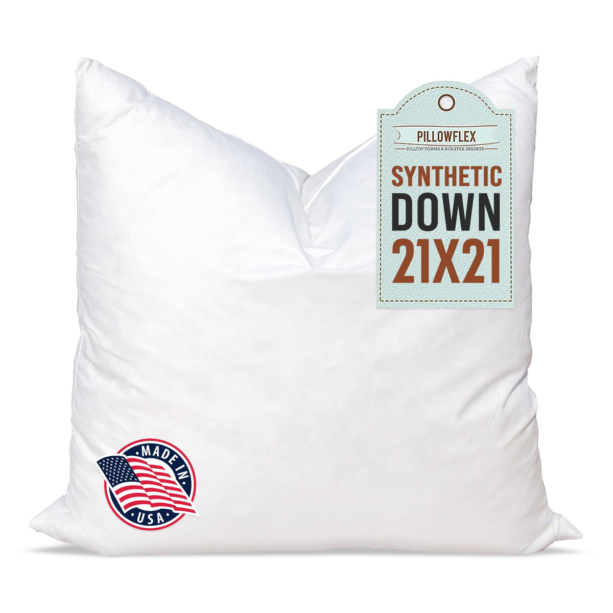 Pillowflex synthetic down insert 21x21 in a sham for a fuller look