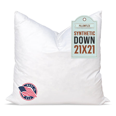Pillowflex synthetic down insert 21x21 in a sham for a fuller look