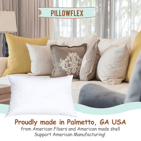 Travel-ready Pillowflex insert stays fluffy in transit and hotel rooms.