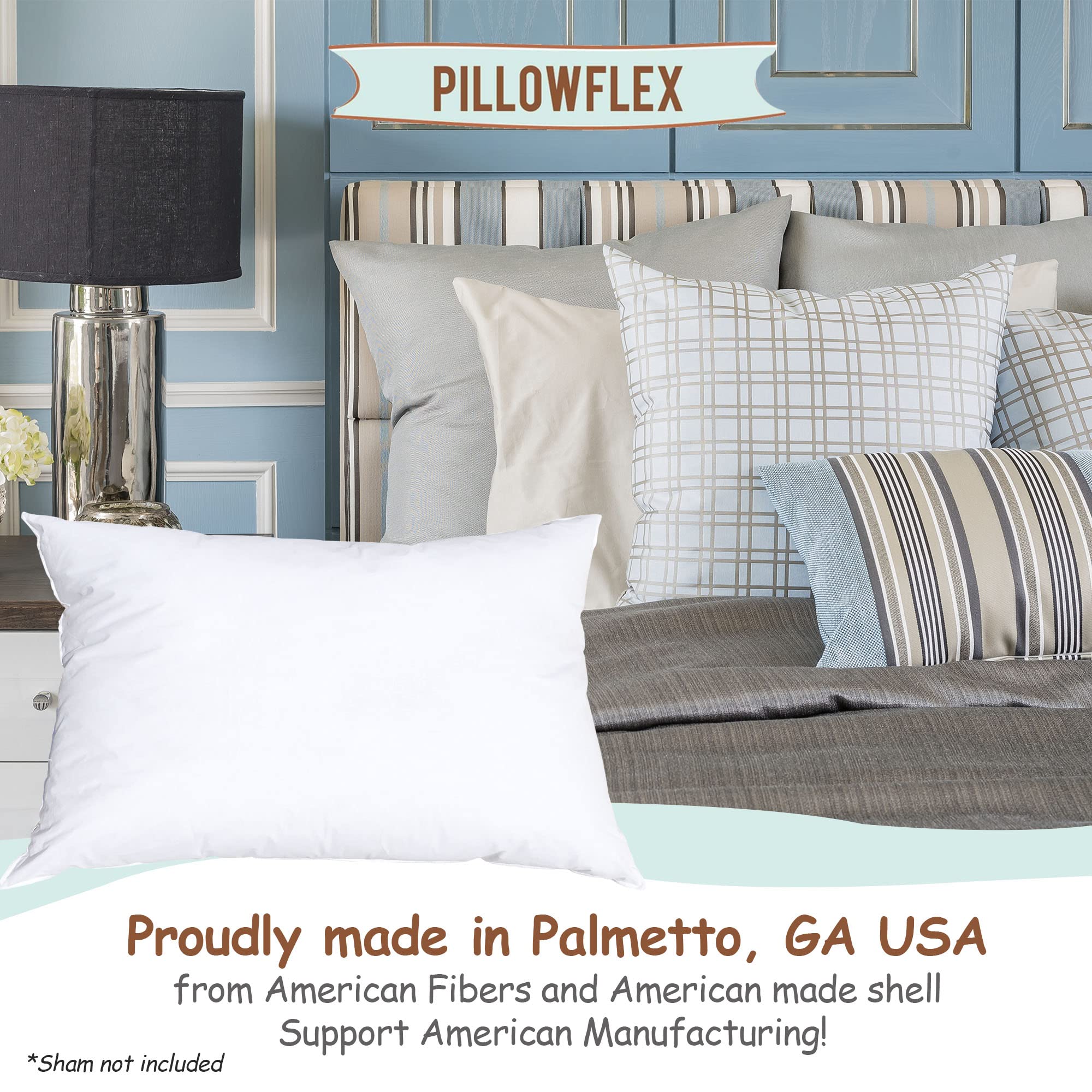 Pillowflex USA-made pillow insert label showcasing quality craftsmanship