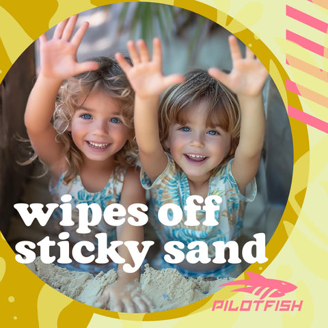 Pilotfish packaging doubles as a convenient holder for travel-ready beach kit