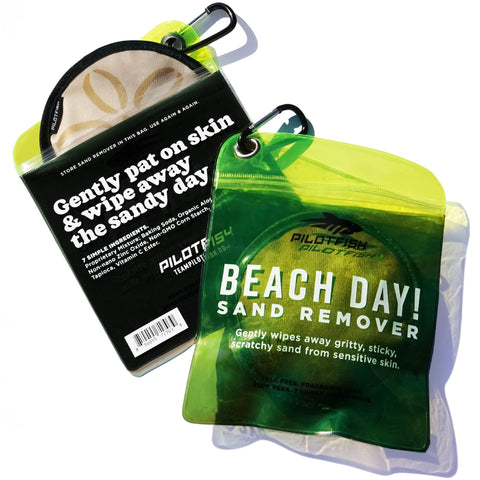 Pilotfish sand remover bag easy wipe for quick sand removal on skin.