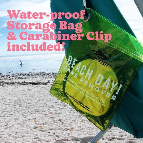 Pilotfish gift-pack sand remover bag simplifies beach outings.
