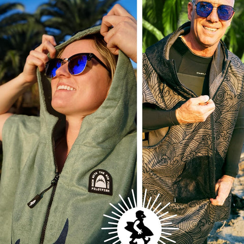 Pilotfish Surf Poncho plush polyester fabric feels soft and absorbent.