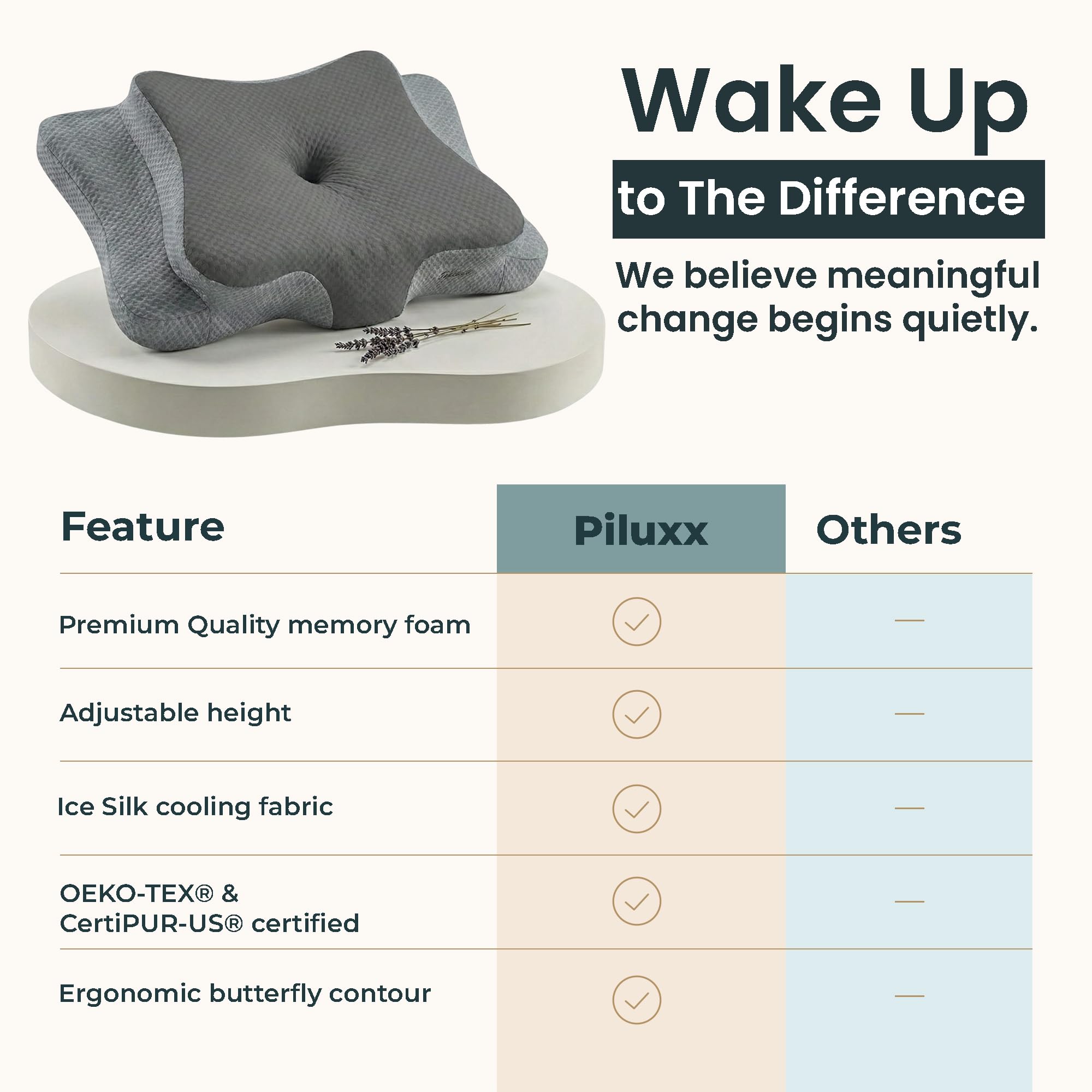 Piluxx breathable cover helps maintain freshness and coolness overnight.