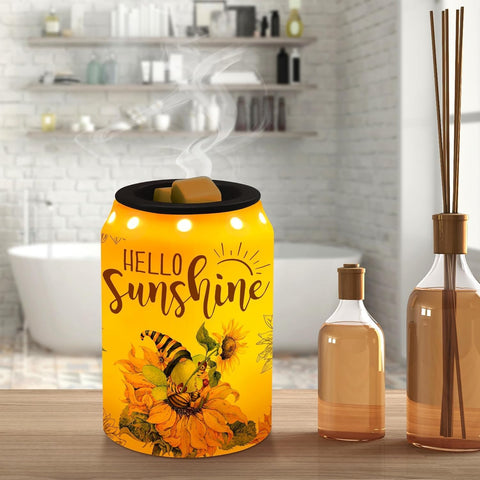 Pinata hello sunshine gnome decor highlights bright sunflowers and a cozy aroma.