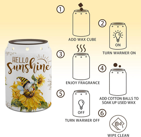 Pinata farmhouse sunflower gnome warms air with fragrance and rustic charm.