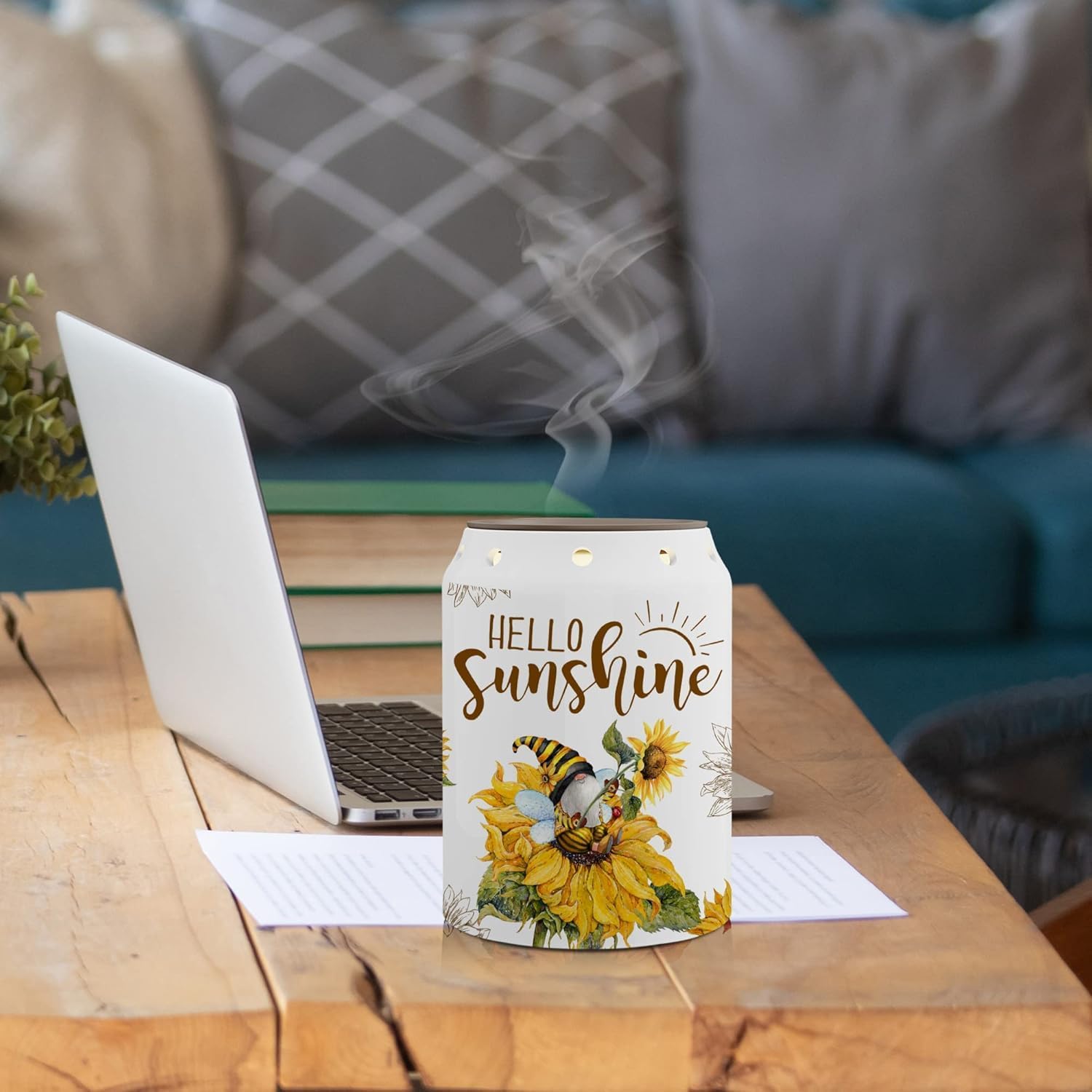 Pinata sunflower decor for office or kitchen with plug-in convenience.