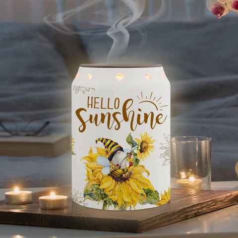 Pinata sunflower wax warmer glows softly as a subtle night light.