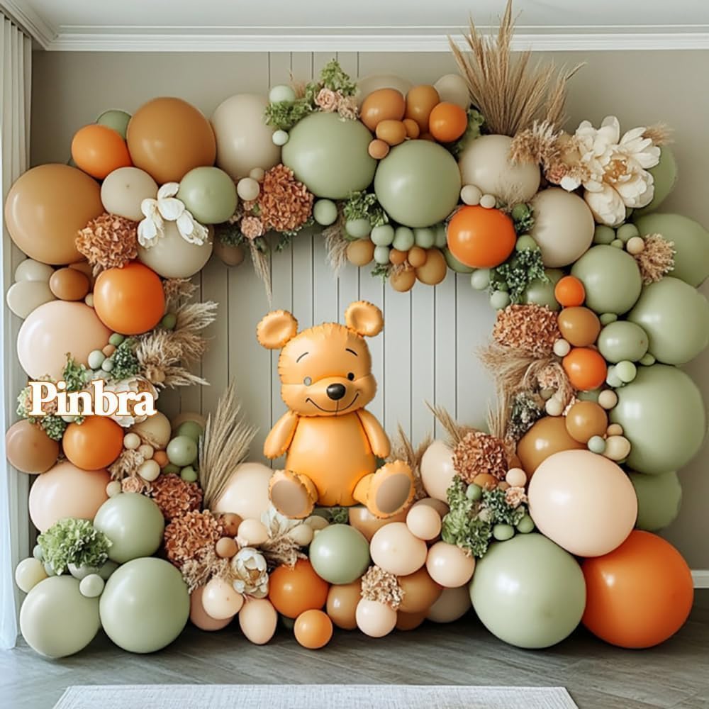 Pinbra double-stuffed sage green balloons create a fuller, premium-look decor.
