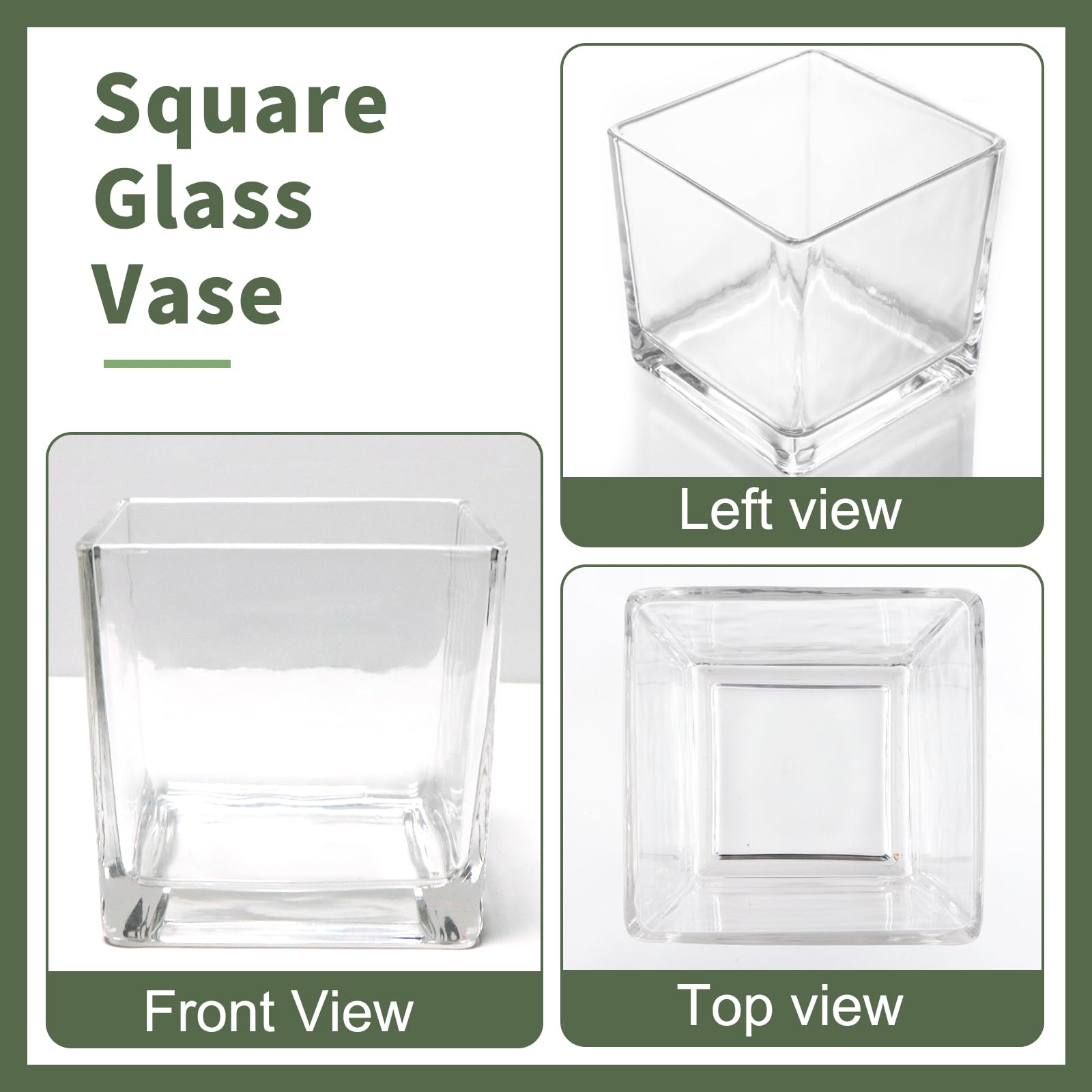 PINIWON square vase base emphasizes sturdiness for weightier bouquets.